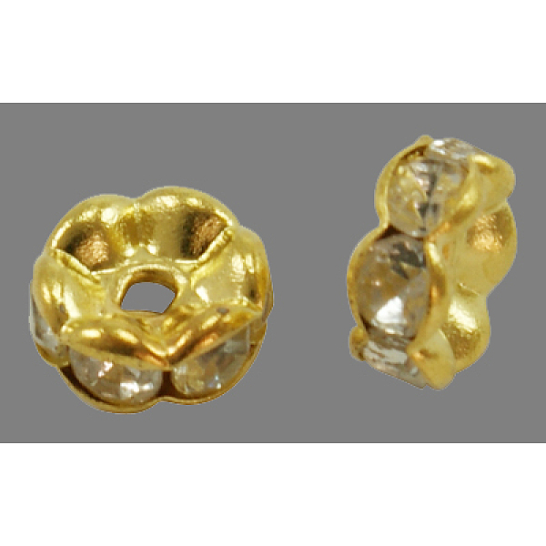 PandaHall Brass Rhinestone Spacer Beads, Grade A, Wavy Edge, Golden Metal Color, Rondelle, Crystal, 7x3.2mm, Hole: 1mm Brass+Rhinestone..., Clear
PandaHall Brass Rhinestone Spacer Beads, Grade A, Wavy Edge, Golden Metal Color, Rondelle, Crystal, 7x3.2mm, Hole: 1mm Brass+Rhinestone..., Clear