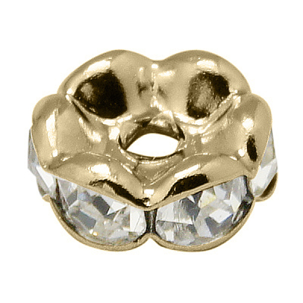 PandaHall Brass Rhinestone Spacer Beads, Grade AAA, Wavy Edge, Nickel Free, Light Gold Metal Color, Rondelle, Crystal, 8x3.8mm, Hole, 1.5mm..., Clear
PandaHall Brass Rhinestone Spacer Beads, Grade AAA, Wavy Edge, Nickel Free, Light Gold Metal Color, Rondelle, Crystal, 8x3.8mm, Hole, 1.5mm..., Clear
