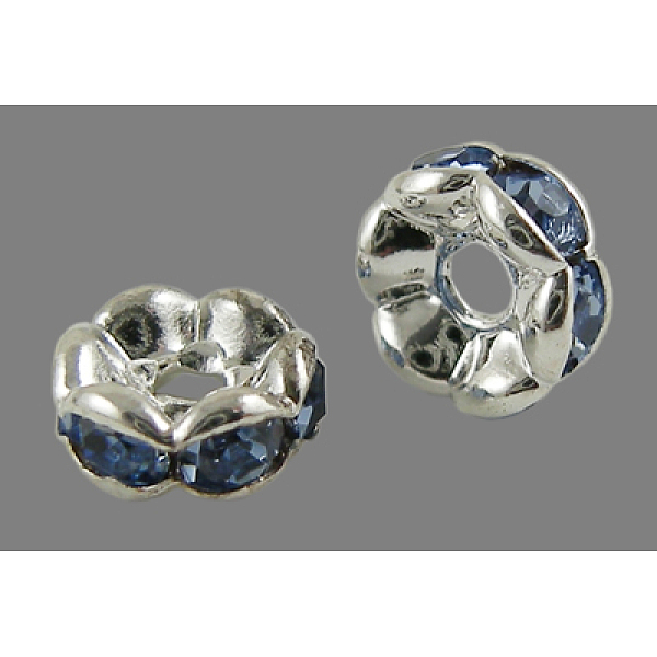 PandaHall Brass Rhinestone Spacer Beads, Grade AAA, Wavy Edge, Nickel Free, Silver Color Plated, Rondelle, Light Sapphire, 8x3.8mm, Hole..., Blue
PandaHall Brass Rhinestone Spacer Beads, Grade AAA, Wavy Edge, Nickel Free, Silver Color Plated, Rondelle, Light Sapphire, 8x3.8mm, Hole..., Blue