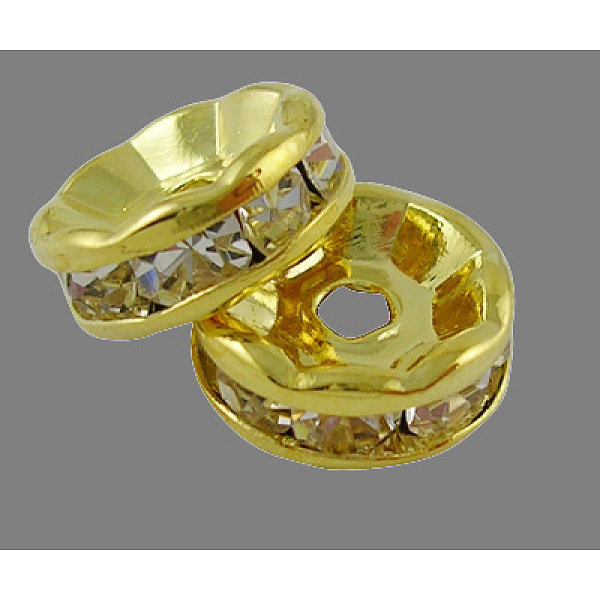 PandaHall Brass Rhinestone Spacer Beads, Grade A, Straight Flange, Golden Metal Color, Rondelle, Crystal, 12x4mm, Hole: 2.5mm..., Clear
PandaHall Brass Rhinestone Spacer Beads, Grade A, Straight Flange, Golden Metal Color, Rondelle, Crystal, 12x4mm, Hole: 2.5mm..., Clear