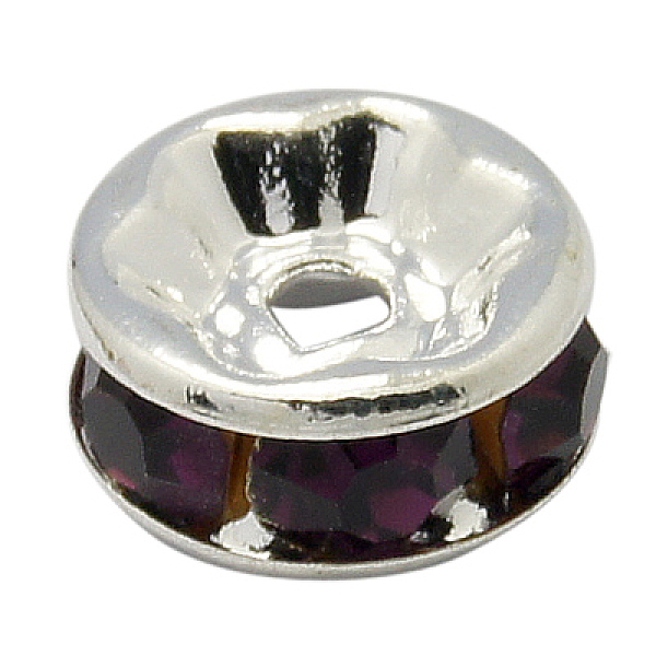 PandaHall Brass Rhinestone Spacer Beads, Grade AAA, Straight Flange, Nickel Free, Silver Color Plated, Rondelle, Amethyst, 5x2.5mm, Hole..., Purple
PandaHall Brass Rhinestone Spacer Beads, Grade AAA, Straight Flange, Nickel Free, Silver Color Plated, Rondelle, Amethyst, 5x2.5mm, Hole..., Purple