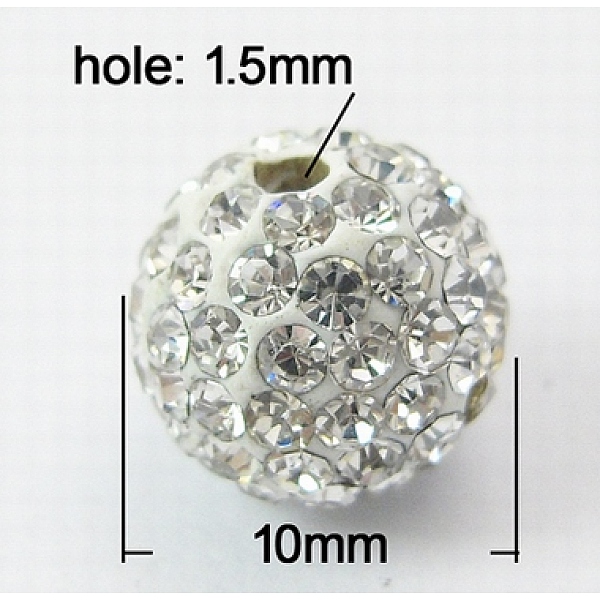 PandaHall Mideast Rhinestone Beads, with Polymer Clay, Round Pave Disco Ball Beads, White, PP13(1.9~2mm), 10mm, Hole: 1.5mm Polymer...
PandaHall Mideast Rhinestone Beads, with Polymer Clay, Round Pave Disco Ball Beads, White, PP13(1.9~2mm), 10mm, Hole: 1.5mm Polymer...