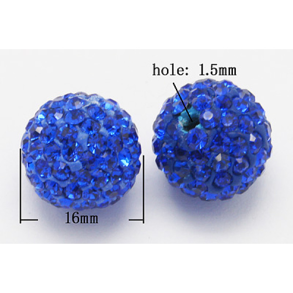 PandaHall Grade A Rhinestone Pave Disco Ball Beads, for Unisex Jewelry Making, Round, Sapphire, PP13(1.9~2mm), 16mm, Hole: 1.5mm Polymer..., Blue
PandaHall Grade A Rhinestone Pave Disco Ball Beads, for Unisex Jewelry Making, Round, Sapphire, PP13(1.9~2mm), 16mm, Hole: 1.5mm Polymer..., Blue