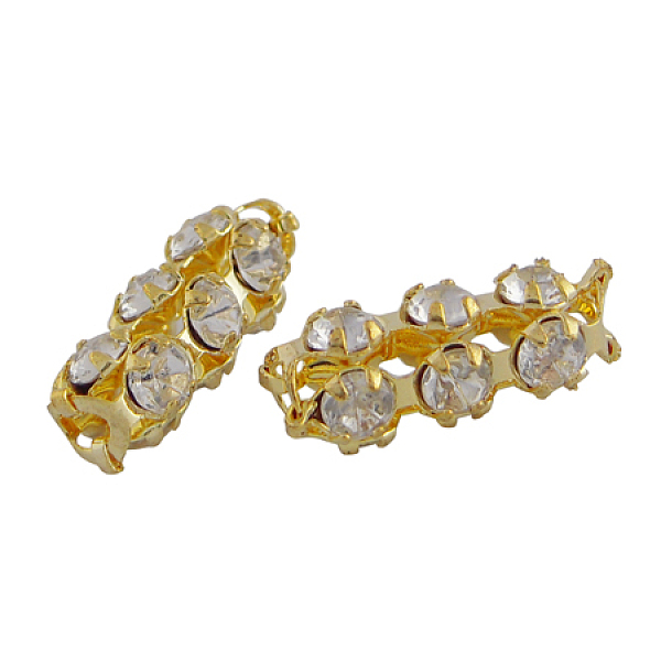 PandaHall Brass Rhinestone Spacer Beads, Grade B, Golden Color, about 6mm wide, 16mm long, hole: 2mm Brass+Rhinestone Tube Clear
PandaHall Brass Rhinestone Spacer Beads, Grade B, Golden Color, about 6mm wide, 16mm long, hole: 2mm Brass+Rhinestone Tube Clear