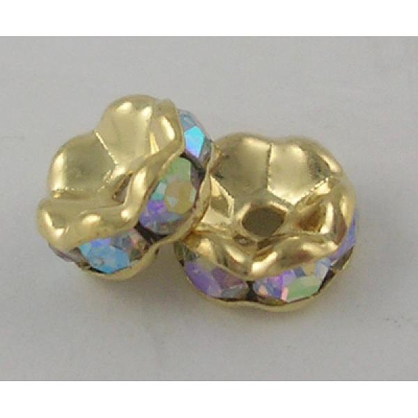 PandaHall Brass Rhinestone Spacer Beads, Beads, Grade A, Clear AB, with AB Color Rhinestone, Golden Metal Color, Nickel Free, Size: about..., White
PandaHall Brass Rhinestone Spacer Beads, Beads, Grade A, Clear AB, with AB Color Rhinestone, Golden Metal Color, Nickel Free, Size: about..., White
