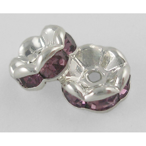 PandaHall Brass Rhinestone Spacer Beads, Grade A, Lt. Amethyst Rhinestone, Silver Color Plated, Nickel Free, about 8mm in diameter, 3.8mm..., Purple
PandaHall Brass Rhinestone Spacer Beads, Grade A, Lt. Amethyst Rhinestone, Silver Color Plated, Nickel Free, about 8mm in diameter, 3.8mm..., Purple