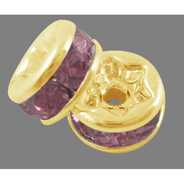 PandaHall Brass Grade A Rhinestone Spacer Beads, Golden Plated, Rondelle, Nickel Free, Rose, 4x2mm, Hole: 0.8mm Brass+Rhinestone Rondelle..., Pink
PandaHall Brass Grade A Rhinestone Spacer Beads, Golden Plated, Rondelle, Nickel Free, Rose, 4x2mm, Hole: 0.8mm Brass+Rhinestone Rondelle..., Pink