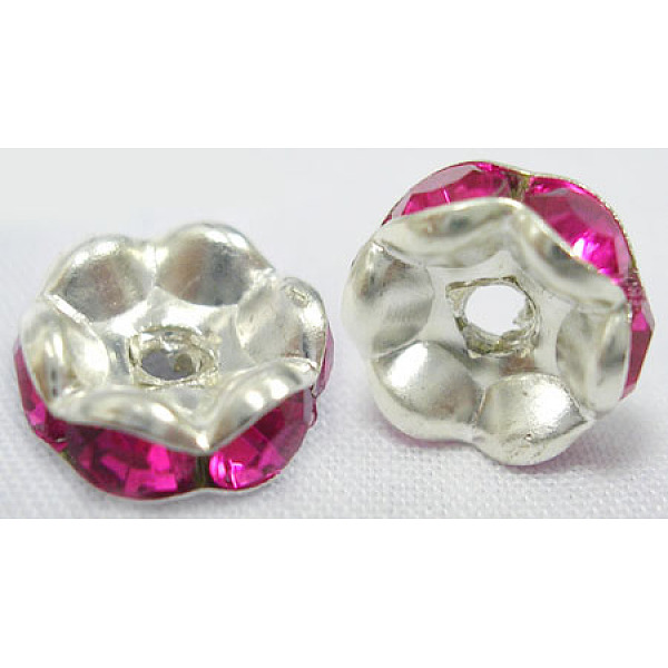PandaHall Brass Rhinestone Spacer Beads, Grade A, Nickel Free, Rondelle, Silver Color Plated, Fuchsia, about 6mm in diameter, hole: about..., Pink
PandaHall Brass Rhinestone Spacer Beads, Grade A, Nickel Free, Rondelle, Silver Color Plated, Fuchsia, about 6mm in diameter, hole: about..., Pink
