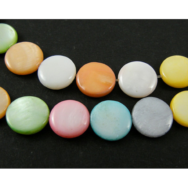 PandaHall Natural Shell Beads Strands, Dyed, Flat Round, Mixed Color, about 10mm in diameter, 3mm thick, hole: 0.5mm, 40pcs/strand, 15.5..., Multicolor
PandaHall Natural Shell Beads Strands, Dyed, Flat Round, Mixed Color, about 10mm in diameter, 3mm thick, hole: 0.5mm, 40pcs/strand, 15.5..., Multicolor