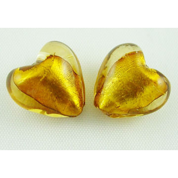 PandaHall Handmade Silver Foil Glass Beads, Heart, Goldenrod, about 12mm in diameter, 8mm thick, hole: 1~2mm Silver Foil Heart Gold
PandaHall Handmade Silver Foil Glass Beads, Heart, Goldenrod, about 12mm in diameter, 8mm thick, hole: 1~2mm Silver Foil Heart Gold