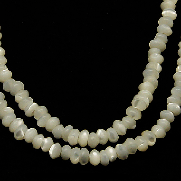 PandaHall Natural White Shell Beads Strands, Mother of Pearl Shell Beads, Rondelle, White, about 4mm in diameter, 2mm thick, hole: 1mm, 171...
PandaHall Natural White Shell Beads Strands, Mother of Pearl Shell Beads, Rondelle, White, about 4mm in diameter, 2mm thick, hole: 1mm, 171...