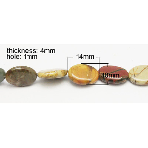 PandaHall Natural Picasso Stone/Picasso Jasper Beads Strands, Oval, Colorful, Size: about 14mm long, 10mm wide, 4mm thick, hole: 1mm, about...
PandaHall Natural Picasso Stone/Picasso Jasper Beads Strands, Oval, Colorful, Size: about 14mm long, 10mm wide, 4mm thick, hole: 1mm, about...