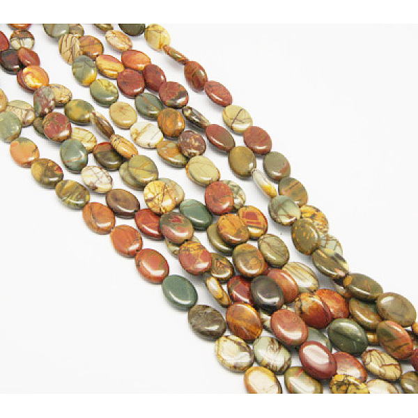 PandaHall Natural Picasso Stone/Picasso Jasper Beads Strands, Oval, Colorful, Size: about 16mm long, 12mm wide, 5mm thick, hole: 1mm, about...
PandaHall Natural Picasso Stone/Picasso Jasper Beads Strands, Oval, Colorful, Size: about 16mm long, 12mm wide, 5mm thick, hole: 1mm, about...