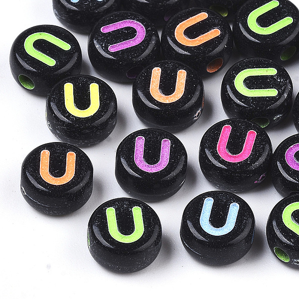 PandaHall Opaque Black Acrylic Beads, Horizontal Hole, Flat Round with Mixed Color Letter, Letter.U, 7x4mm, Hole: 1.6mm, about 2088pcs/290g..., Multicolor
PandaHall Opaque Black Acrylic Beads, Horizontal Hole, Flat Round with Mixed Color Letter, Letter.U, 7x4mm, Hole: 1.6mm, about 2088pcs/290g..., Multicolor