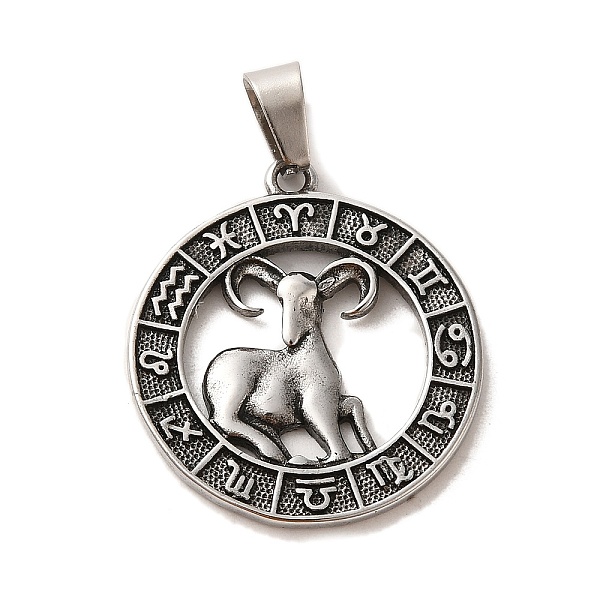 PandaHall 304 Stainless Steel Pendants, Flat Round with Twelve Constellations Charms, Antique Silver, Aries, 28x25x2mm, Hole: 7x5mm 304...
PandaHall 304 Stainless Steel Pendants, Flat Round with Twelve Constellations Charms, Antique Silver, Aries, 28x25x2mm, Hole: 7x5mm 304...