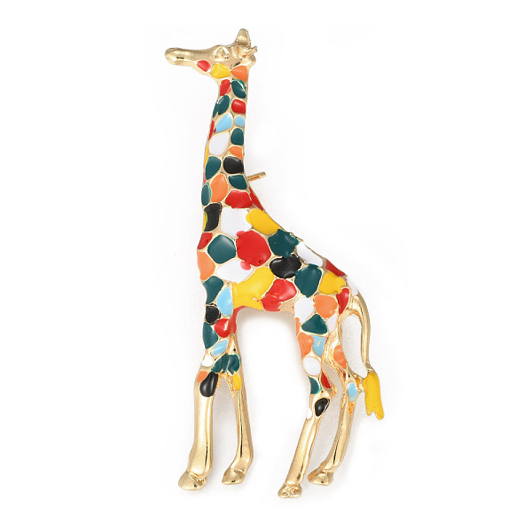PandaHall Golden Plated Alloy Brooches, Enamel Pin, Giraffe, Colorful, 59.5x25.5x8.5mm, Pin: 0.8mm Alloy+Enamel
PandaHall Golden Plated Alloy Brooches, Enamel Pin, Giraffe, Colorful, 59.5x25.5x8.5mm, Pin: 0.8mm Alloy+Enamel