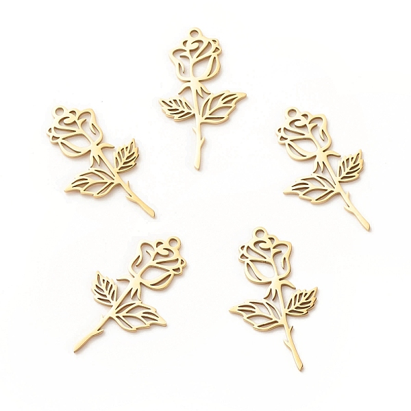 PandaHall 201 Stainless Steel Pendants, Rose, Golden, 27x15x1mm, Hole: 1.5mm 201 Stainless Steel Flower
PandaHall 201 Stainless Steel Pendants, Rose, Golden, 27x15x1mm, Hole: 1.5mm 201 Stainless Steel Flower