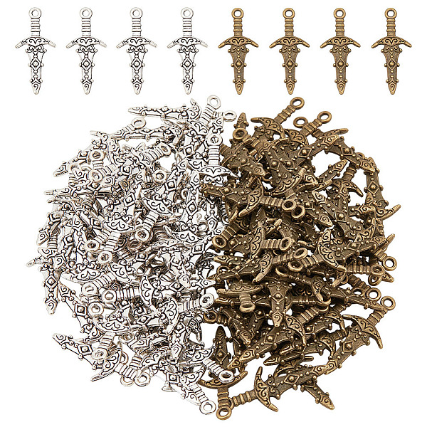 PandaHall ARRICRAFT 100Pcs 2 Colors Tibetan Style Alloy Pendants, Sword, Mixed Color, 28x12.5x3.5mm, Hole: 1.6mm, 50pcs/color Alloy Tool
PandaHall ARRICRAFT 100Pcs 2 Colors Tibetan Style Alloy Pendants, Sword, Mixed Color, 28x12.5x3.5mm, Hole: 1.6mm, 50pcs/color Alloy Tool