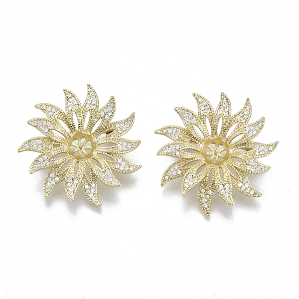 PandaHall Brass Micro Pave Clear Cubic Zirconia Brooch Findings, For Half Drilled Beads, Flower, Nickel Free, Real 18K Gold Plated, 31x32mm...
PandaHall Brass Micro Pave Clear Cubic Zirconia Brooch Findings, For Half Drilled Beads, Flower, Nickel Free, Real 18K Gold Plated, 31x32mm...