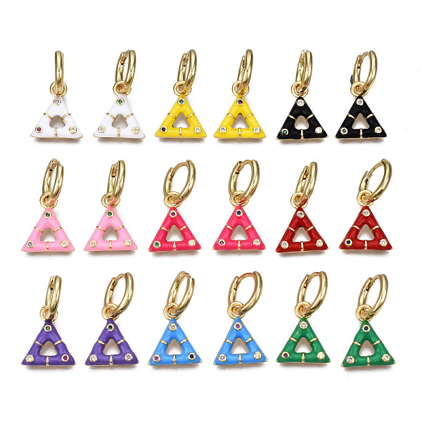PandaHall Brass Micro Pave Cubic Zirconia Huggie Hoop Earrings, with Enamel, Nickel Free, Triangle, Real 16K Gold Plated, Mixed Color..., Multicolor
PandaHall Brass Micro Pave Cubic Zirconia Huggie Hoop Earrings, with Enamel, Nickel Free, Triangle, Real 16K Gold Plated, Mixed Color..., Multicolor