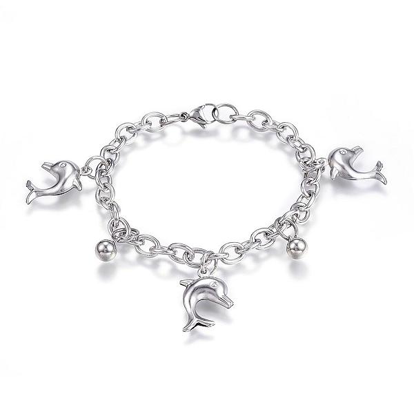 PandaHall 304 Stainless Steel Charm Bracelets, Dolphin, Stainless Steel Color, 7-1/2 inch(190mm)x6mm 304 Stainless Steel
PandaHall 304 Stainless Steel Charm Bracelets, Dolphin, Stainless Steel Color, 7-1/2 inch(190mm)x6mm 304 Stainless Steel