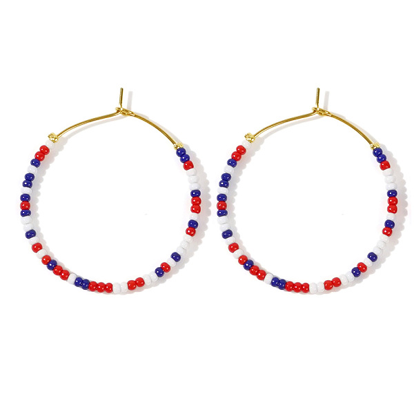 PandaHall Independence Day American Flag Color Beads Hoop Earrings for Women, Ring Glass
PandaHall Independence Day American Flag Color Beads Hoop Earrings for Women, Ring Glass
