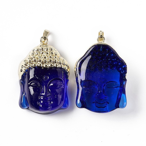 PandaHall Medium Blue Glass Pendants, with Rack Plating Brass Findings, Buddha Head, Light Gold, 38.5x26x15.5mm, Hole: 4.5x6.5mm Brass+Glass...
PandaHall Medium Blue Glass Pendants, with Rack Plating Brass Findings, Buddha Head, Light Gold, 38.5x26x15.5mm, Hole: 4.5x6.5mm Brass+Glass...