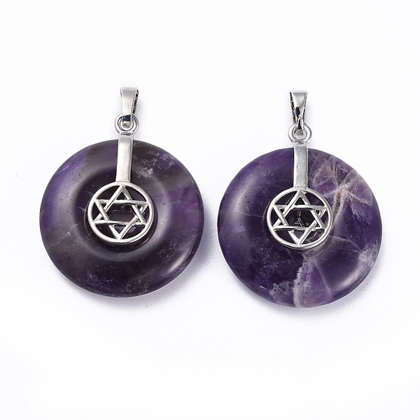 PandaHall Natural & Synthetic Mixed Stone Pendants, for Jewish, with Platinum Tone Brass Findings, Donut/Pi Disc with Star of David..., Multicolor
PandaHall Natural & Synthetic Mixed Stone Pendants, for Jewish, with Platinum Tone Brass Findings, Donut/Pi Disc with Star of David..., Multicolor