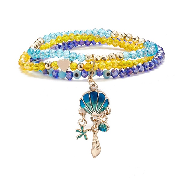 PandaHall Round Glass Evil Eye Triple Layer Multi-strand Bracelet, Alloy Enamel Shell Shape Charm Stretch Bracelet for Women, Blue, Inner...
PandaHall Round Glass Evil Eye Triple Layer Multi-strand Bracelet, Alloy Enamel Shell Shape Charm Stretch Bracelet for Women, Blue, Inner...