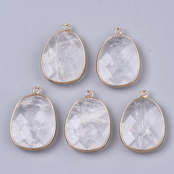 PandaHall Natural Quartz Crystal Pendants, Rock Crystal Pendants, with Golden Plated Edge Brass Findings, Nickel Free, Faceted, Oval...
PandaHall Natural Quartz Crystal Pendants, Rock Crystal Pendants, with Golden Plated Edge Brass Findings, Nickel Free, Faceted, Oval...