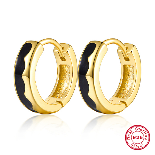 PandaHall 925 Sterling Silver Thick Hoop Earrings, with Enamel, for Women, Real 18K Gold Plated, Black, 12x3mm Sterling Silver Ring Black
PandaHall 925 Sterling Silver Thick Hoop Earrings, with Enamel, for Women, Real 18K Gold Plated, Black, 12x3mm Sterling Silver Ring Black