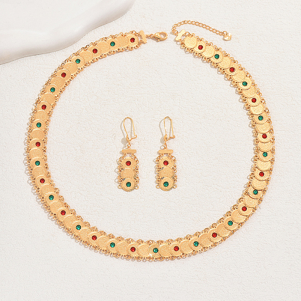 PandaHall 18K Gold Plated Brass Rhinestones Coin Necklace & Dangle Earrings Set for Women Brass Flat Round
PandaHall 18K Gold Plated Brass Rhinestones Coin Necklace & Dangle Earrings Set for Women Brass Flat Round