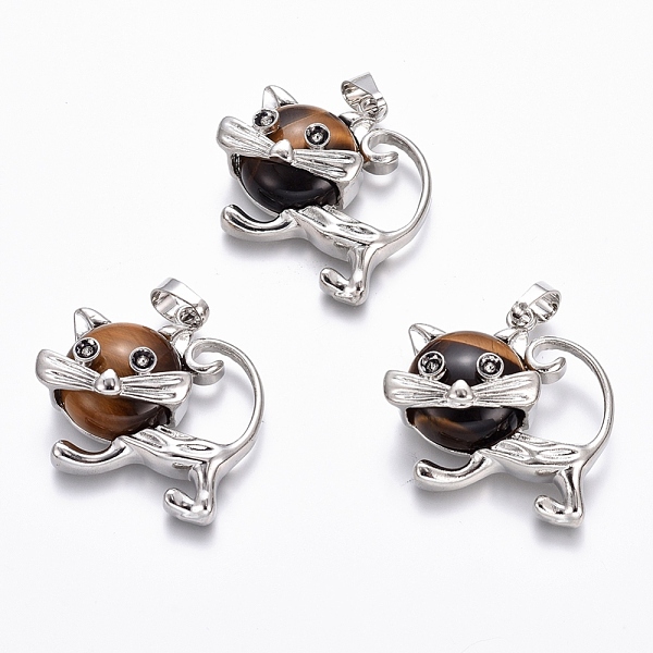 PandaHall Natural Tiger Eye Kitten Pendants, with Platinum Tone Brass Findings, Cartoon Cat Shape, 28x30x9mm, Hole: 5x7mm Tiger Eye Cat...
PandaHall Natural Tiger Eye Kitten Pendants, with Platinum Tone Brass Findings, Cartoon Cat Shape, 28x30x9mm, Hole: 5x7mm Tiger Eye Cat...