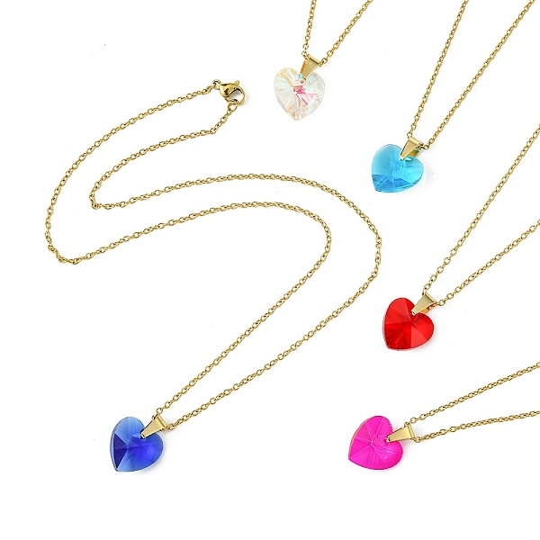 PandaHall Heart Glass Pendant Necklaces, with 304 Stainless Steel Cable Chains and Lobster Claw Clasps, Mixed Color, 17.6 inch(44.7cm) 304..., Multicolor
PandaHall Heart Glass Pendant Necklaces, with 304 Stainless Steel Cable Chains and Lobster Claw Clasps, Mixed Color, 17.6 inch(44.7cm) 304..., Multicolor