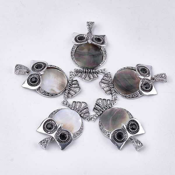 PandaHall Black Lip Shell Big Pendants, with Alloy Findings and Rhinestone, Owl, Antique Silver, 50x32x9.5~10mm, Hole: 4.5x9mm Black Lip...
PandaHall Black Lip Shell Big Pendants, with Alloy Findings and Rhinestone, Owl, Antique Silver, 50x32x9.5~10mm, Hole: 4.5x9mm Black Lip...