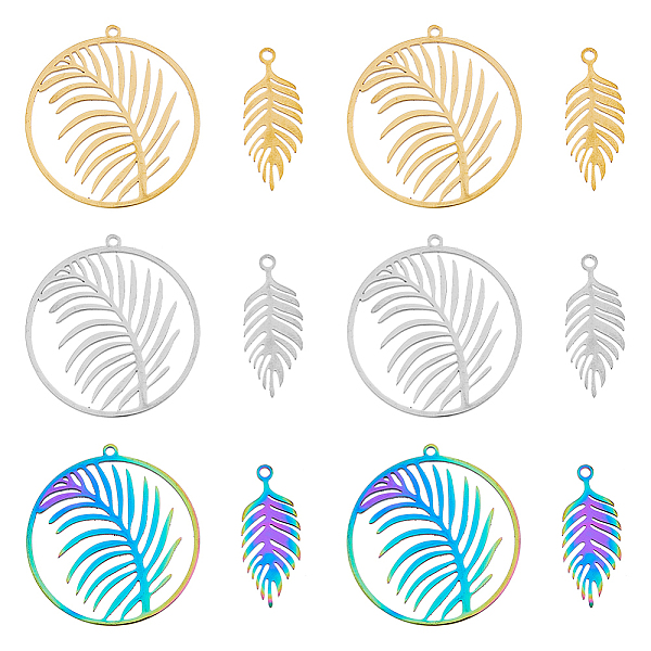 PandaHall DICOSMETIC 12Pcs 6 Styles 201 Stainless Steel Pendants, Laser Cut, Ring with Leaf & Leaf, Mixed Color, 25~32x10~30x1mm, Hole...
PandaHall DICOSMETIC 12Pcs 6 Styles 201 Stainless Steel Pendants, Laser Cut, Ring with Leaf & Leaf, Mixed Color, 25~32x10~30x1mm, Hole...