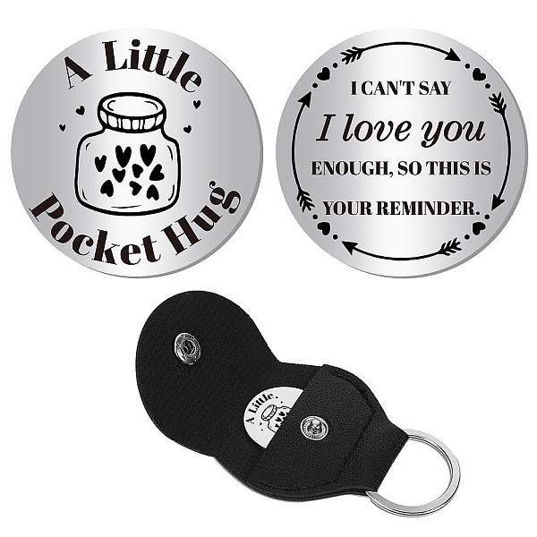 PandaHall CREATCABIN Pocket Hug Token Long Distance Relationship Keepsake Stainless Steel Double Sided Inspirational Gift with PU Leather..., Black
PandaHall CREATCABIN Pocket Hug Token Long Distance Relationship Keepsake Stainless Steel Double Sided Inspirational Gift with PU Leather..., Black