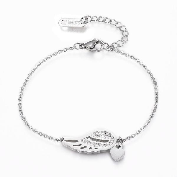 PandaHall 304 Stainless Steel Link Bracelets, with Polymer Clay Rhinestone, Wing and Heart, Stainless Steel Color, 6-3/4 inch(170mm)...
PandaHall 304 Stainless Steel Link Bracelets, with Polymer Clay Rhinestone, Wing and Heart, Stainless Steel Color, 6-3/4 inch(170mm)...