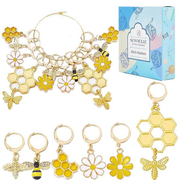 PandaHall SUNNYCLUE Bee & Flower Locking Stitch Markers, Alloy Enamel Pendant Stitch Marker, with 304 Stainless Steel Hoop, Golden..., Multicolor
PandaHall SUNNYCLUE Bee & Flower Locking Stitch Markers, Alloy Enamel Pendant Stitch Marker, with 304 Stainless Steel Hoop, Golden..., Multicolor