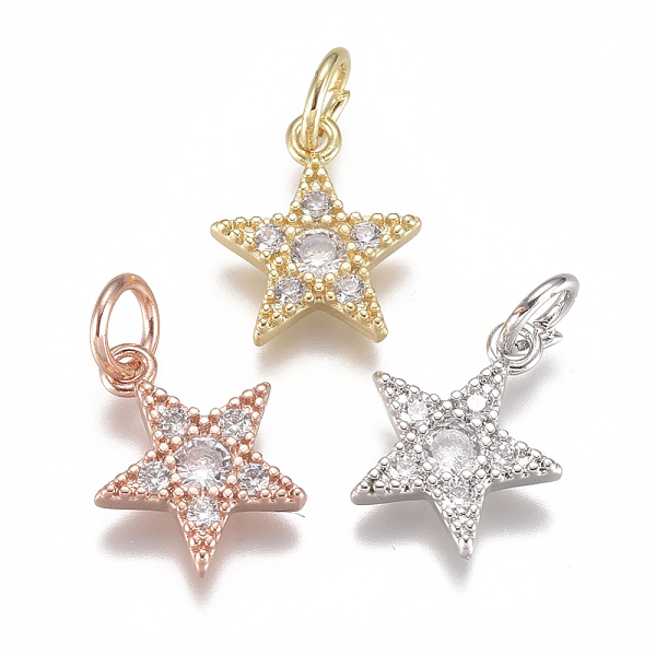 PandaHall Brass Micro Pave Cubic Zirconia Charms, with Jump Ring, Long-Lasting Plated, Pentagram Star, Clear, Mixed Color, 12x10x2mm, Hole...
PandaHall Brass Micro Pave Cubic Zirconia Charms, with Jump Ring, Long-Lasting Plated, Pentagram Star, Clear, Mixed Color, 12x10x2mm, Hole...