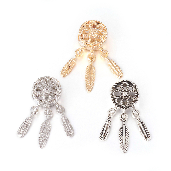 PandaHall Alloy European Beads, Large Hole Beads, with CCB Plastic Feather Charms, Woven Net/Web with Feather, Mixed Color, 27.5x10.5x9mm...
PandaHall Alloy European Beads, Large Hole Beads, with CCB Plastic Feather Charms, Woven Net/Web with Feather, Mixed Color, 27.5x10.5x9mm...