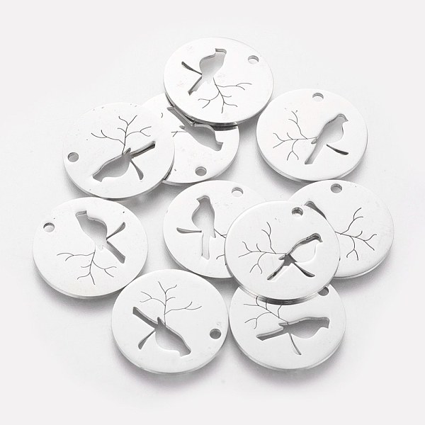 PandaHall 304 Stainless Steel Pendants, Flat Round with Bird, Stainless Steel Color, 20x1.1mm, Hole: 1.5mm 304 Stainless Steel Flat Round
PandaHall 304 Stainless Steel Pendants, Flat Round with Bird, Stainless Steel Color, 20x1.1mm, Hole: 1.5mm 304 Stainless Steel Flat Round