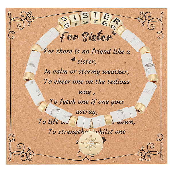 PandaHall Olycraft Word Sister Synthetic Howlite & Brass Beaded Stretch Bracelet, Clear Cubic Zirconia Star Charms Bracelet for Girl Women...
PandaHall Olycraft Word Sister Synthetic Howlite & Brass Beaded Stretch Bracelet, Clear Cubic Zirconia Star Charms Bracelet for Girl Women...