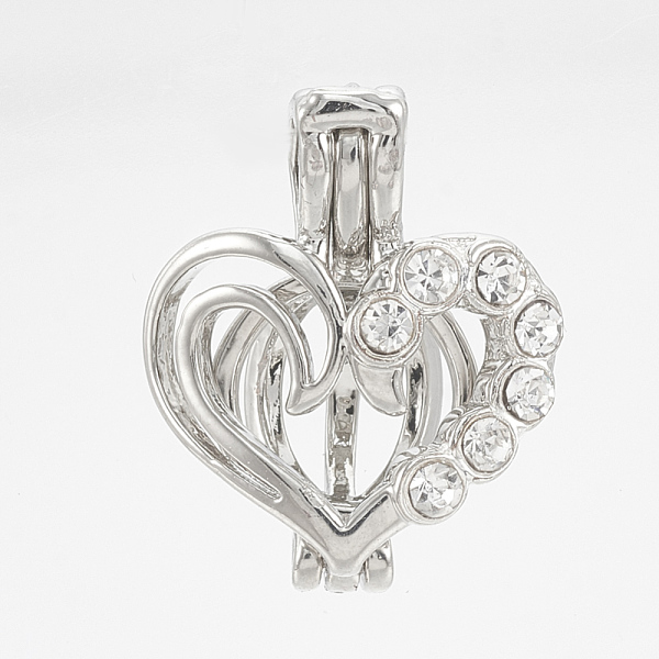 PandaHall Brass Locket Pendants, Cage Pendants, Hollow, with Rhinestones, Heart, Silver Color Plated, 18x15x8mm, Hole: 4x2mm, Inner Diameter...
PandaHall Brass Locket Pendants, Cage Pendants, Hollow, with Rhinestones, Heart, Silver Color Plated, 18x15x8mm, Hole: 4x2mm, Inner Diameter...
