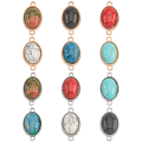 PandaHall 12Pcs 12 Styles Natural & Synthetic Mixed Gemstone Connector Charms, with Platinum & Light Gold Plated Alloy Findings, Half Oval...
PandaHall 12Pcs 12 Styles Natural & Synthetic Mixed Gemstone Connector Charms, with Platinum & Light Gold Plated Alloy Findings, Half Oval...