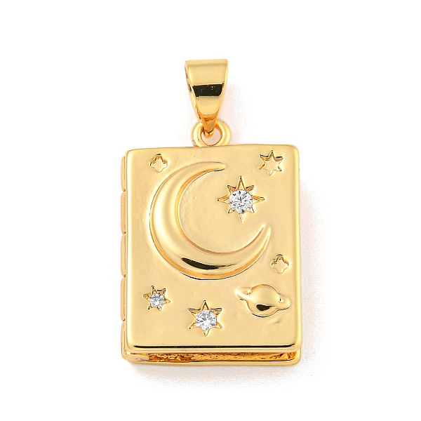PandaHall Rack Plating Brass Micro Pave Cubic Zirconia Locket Pendants, Long-Lasting Plated, Cadmium Free & Lead Free, Rectangle With Moon &..., Clear
PandaHall Rack Plating Brass Micro Pave Cubic Zirconia Locket Pendants, Long-Lasting Plated, Cadmium Free & Lead Free, Rectangle With Moon &..., Clear