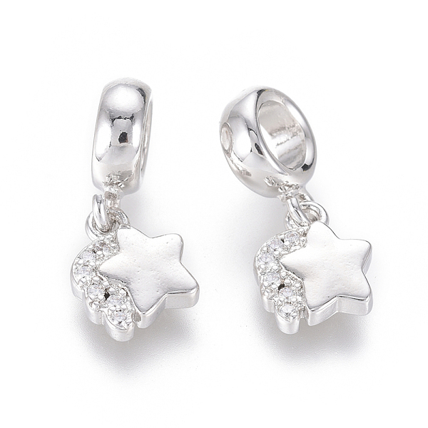 PandaHall Brass Micro Pave Clear Cubic Zirconia European Dangle Charms, Large Hole Pendants, Star, Platinum, 19.5mm, Hole: 4.5mm, Star...
PandaHall Brass Micro Pave Clear Cubic Zirconia European Dangle Charms, Large Hole Pendants, Star, Platinum, 19.5mm, Hole: 4.5mm, Star...