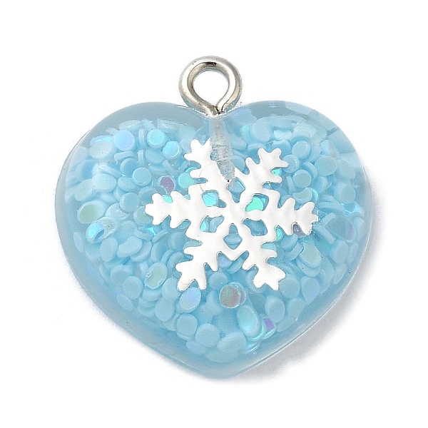 PandaHall Acrylic Pendant, with Iron Findings, Glitter, Valentine Heart with Snowflake, Pale Turquoise, 20.5x20x6.5mm, Hole: 2mm...
PandaHall Acrylic Pendant, with Iron Findings, Glitter, Valentine Heart with Snowflake, Pale Turquoise, 20.5x20x6.5mm, Hole: 2mm...