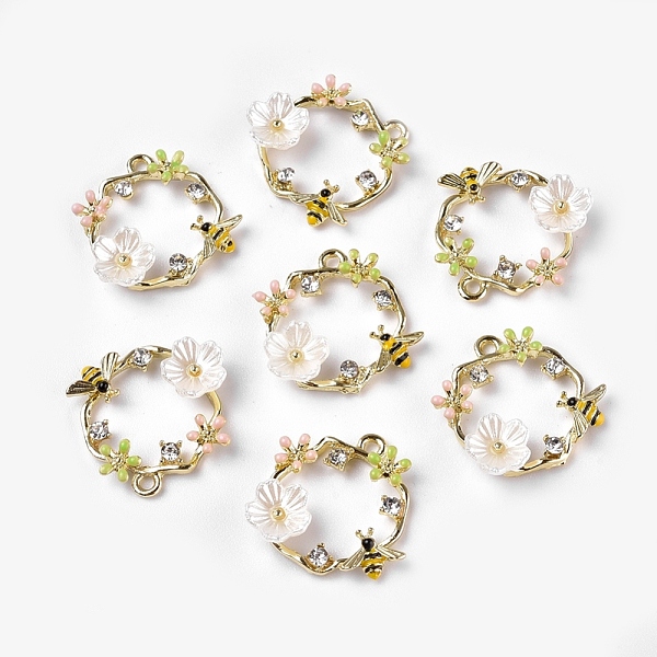 PandaHall Alloy Enamel Pendants, with Acrylic and Rhinestone, Ring with Flower and Bee, Light Gold, Colorful, 20x21x5mm, Hole: 1.6mm Alloy..., Clear
PandaHall Alloy Enamel Pendants, with Acrylic and Rhinestone, Ring with Flower and Bee, Light Gold, Colorful, 20x21x5mm, Hole: 1.6mm Alloy..., Clear