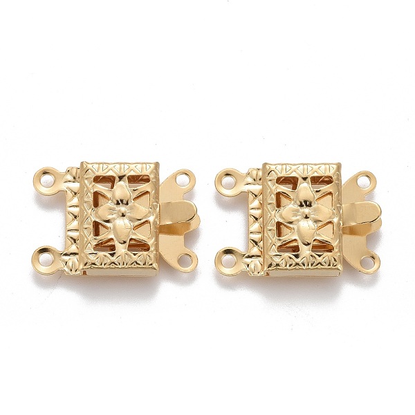 PandaHall 304 Stainless Steel Box Clasps, Multi-Strand Clasps, 2-Strands, 4-Holes, Rectangle with Flower, Real 24k Gold Plated, 15x10x3mm...
PandaHall 304 Stainless Steel Box Clasps, Multi-Strand Clasps, 2-Strands, 4-Holes, Rectangle with Flower, Real 24k Gold Plated, 15x10x3mm...